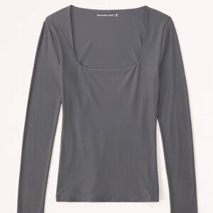 Abercrombie & Fitch Women's Soft Matte Seamless Long-Sleeve Squareneck Top